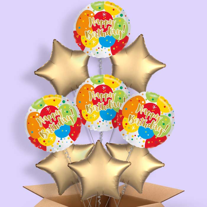 Colourful Balloons in a Box Birthday Delivery - 9 Balloon | Small Indoor Plants
