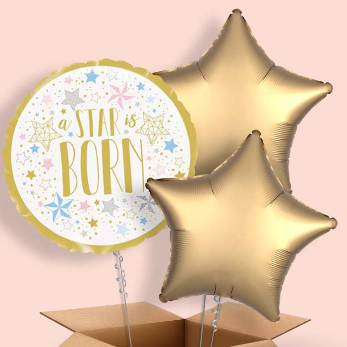 A Star is Born New Baby Balloon in a Box - 3 Balloon | Small Indoor Plants