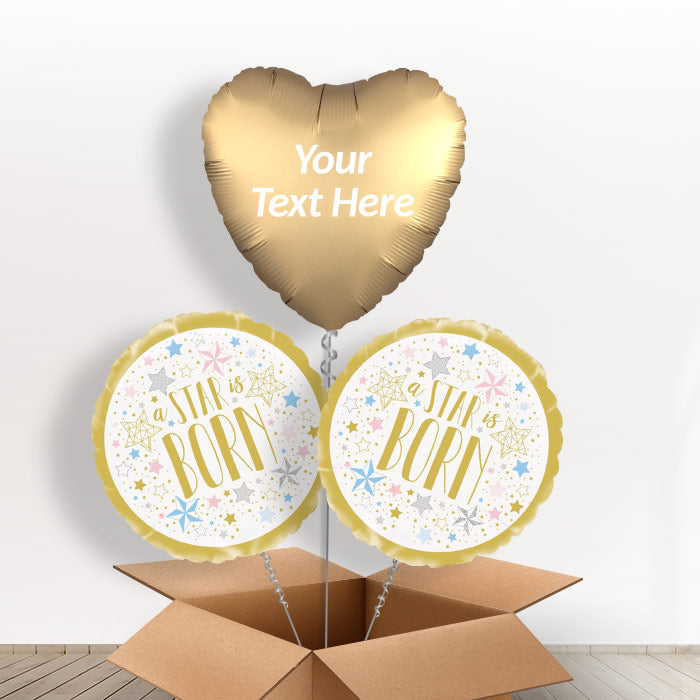 A Star is Born Personalised New Baby Balloon Delivery - Balloon Trio | Small Indoor Plants