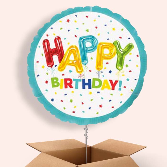 Colourful Birthday Balloons in a Box - 1 Balloon | Small Indoor Plants