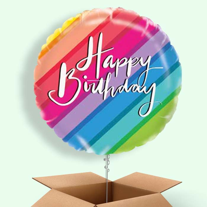 Rainbow Happy Birthday Balloons in a Box - 1 Balloon | Small Indoor Plants