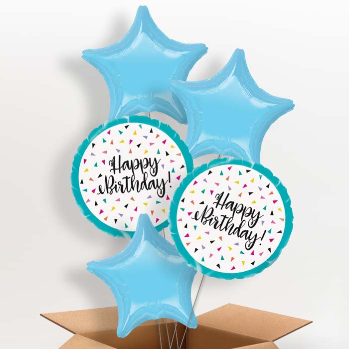 Triangle Confetti Happy Birthday Balloon in a Box - 5 Balloon | Small Indoor Plants