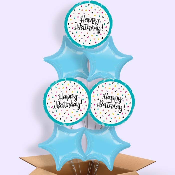 Triangle Confetti Happy Birthday Balloon in a Box - 7 Balloon | Small Indoor Plants