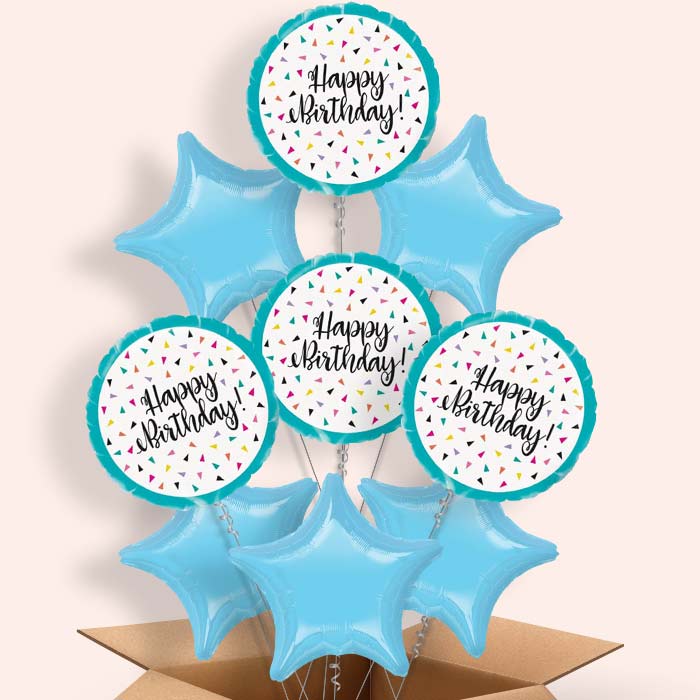 Triangle Confetti Happy Birthday Balloon in a Box - 9 Balloon | Small Indoor Plants