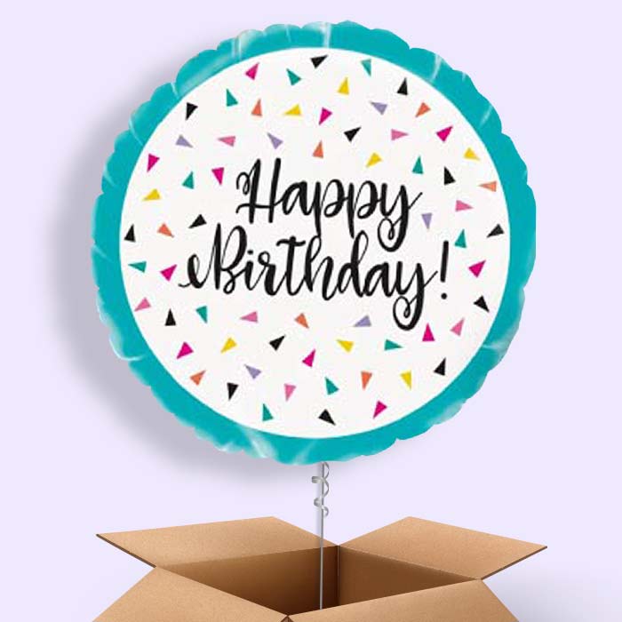 Triangle Confetti Happy Birthday Balloon in a Box - 1 Balloon | Small Indoor Plants