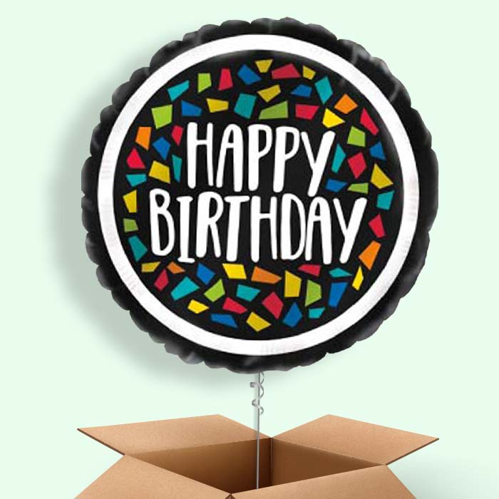 Mosaic Colourful Birthday Balloons in a Box - 1 Balloon | Small Indoor Plants