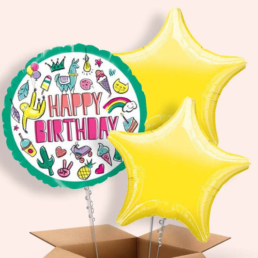 Summer Balloons in a Box - Llama Sloth - 3 Balloon | Small Indoor Plants