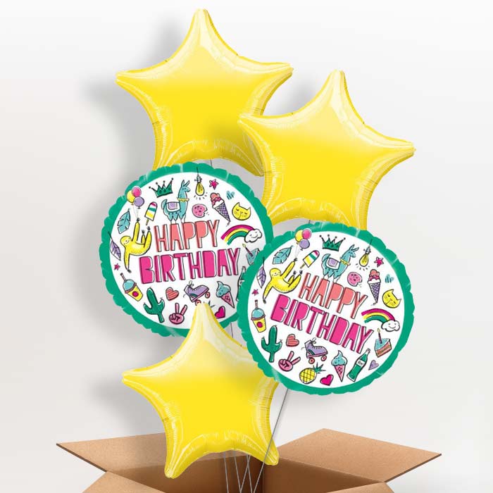 Summer Balloons in a Box - Llama Sloth - 5 Balloon | Small Indoor Plants