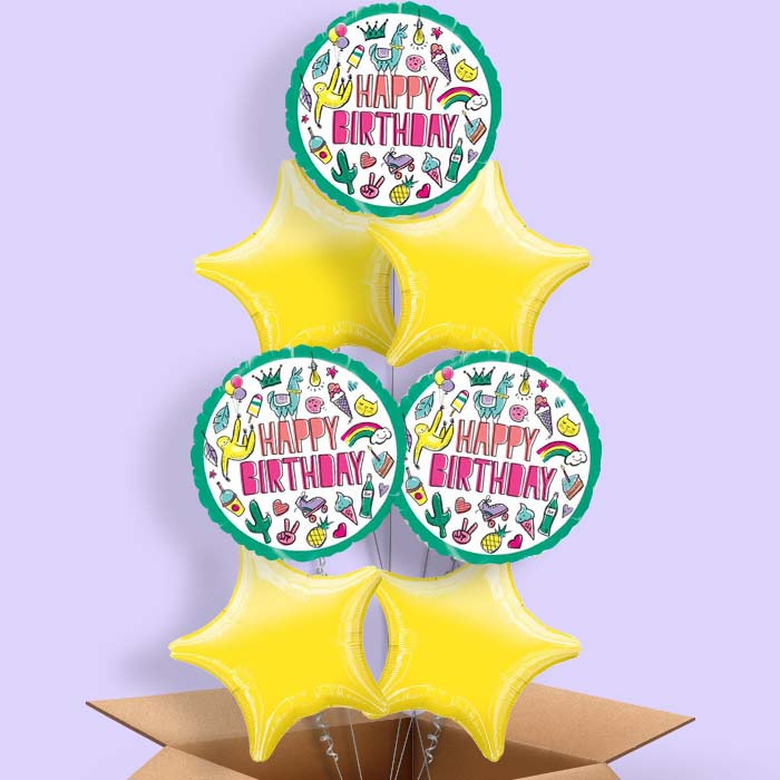Summer Balloons in a Box - Llama Sloth - 7 Balloon | Small Indoor Plants