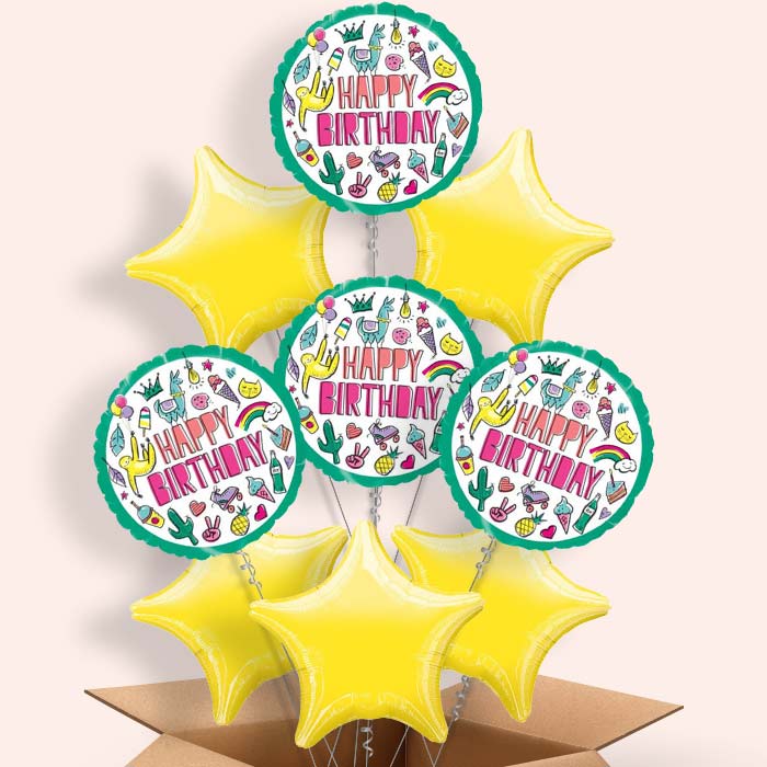 Summer Balloons in a Box - Llama Sloth - 9 Balloon | Small Indoor Plants