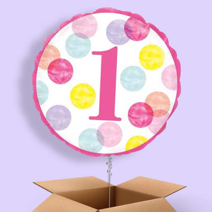 Pink Dots 1st Birthday Balloon in a Box - 1 Balloon | Small Indoor Plants