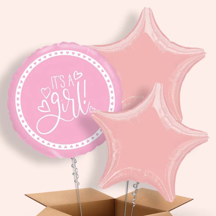 Pink Its a Baby Girl Balloons Delivered - 3 Balloon | Small Indoor Plants