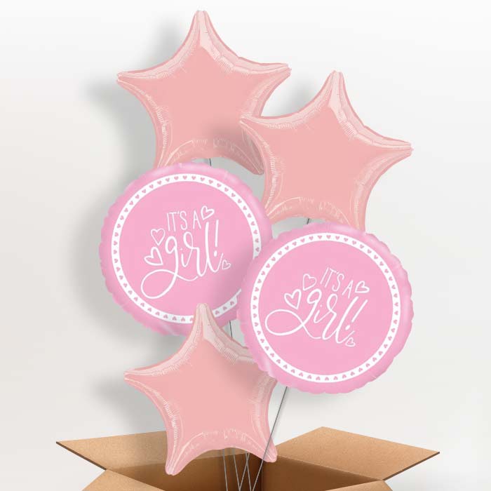 Pink Its a Baby Girl Balloons Delivered - 5 Balloon | Small Indoor Plants