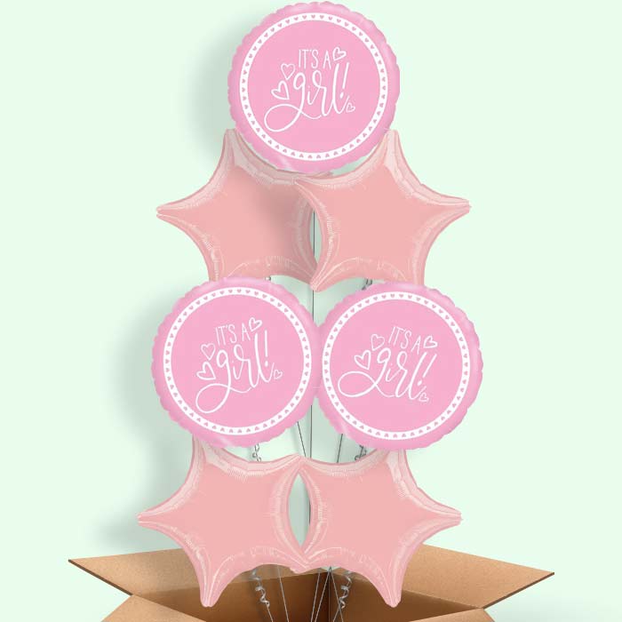Pink Its a Baby Girl Balloons Delivered - 7 Balloon | Small Indoor Plants