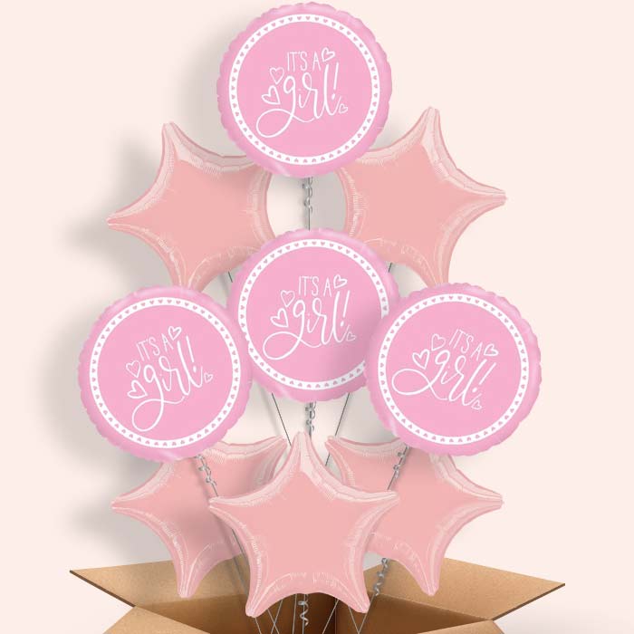 Pink Its a Baby Girl Balloons Delivered - 9 Balloon | Small Indoor Plants