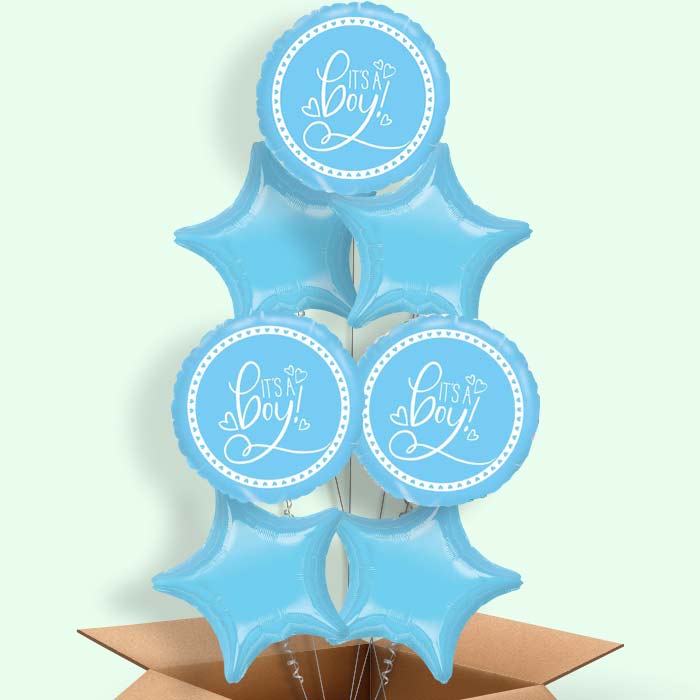 Blue It's a Baby Boy Balloons Delivered - 7 Balloon | Small Indoor Plants