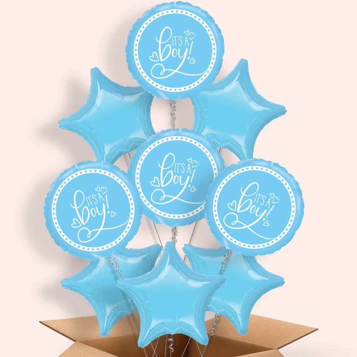 Blue It's a Baby Boy Balloons Delivered - 9 Balloon | Small Indoor Plants