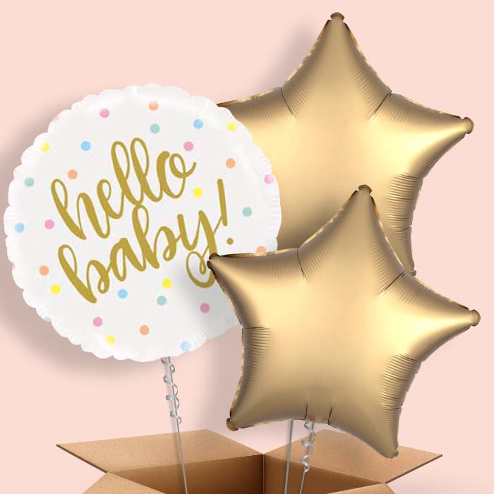 Hello Baby Balloons in a Box - 3 Balloon | Small Indoor Plants
