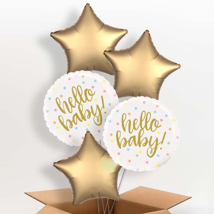 Hello Baby Balloons in a Box - 5 Balloon | Small Indoor Plants