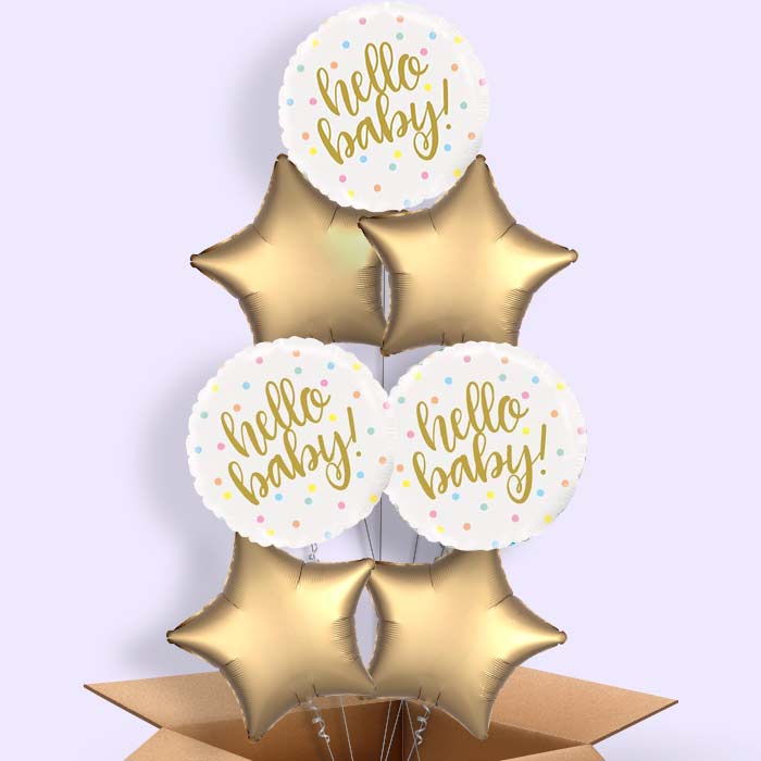 Hello Baby Balloons in a Box - 7 Balloon | Small Indoor Plants