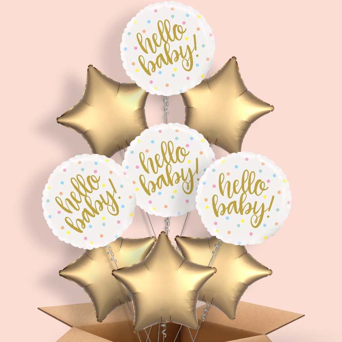 Hello Baby Balloons in a Box - 9 Balloon | Small Indoor Plants