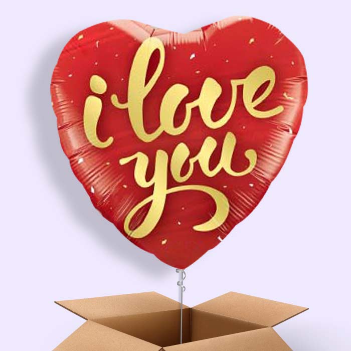 I Love You Balloons in a Box (Gold Script) - 1 Balloon | Small Indoor Plants