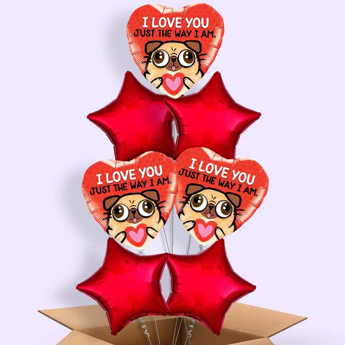 Pug Balloon in a Box (Love) - 7 Balloon | Small Indoor Plants