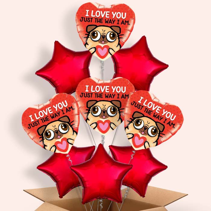 Pug Balloon in a Box (Love) - 9 Balloon | Small Indoor Plants