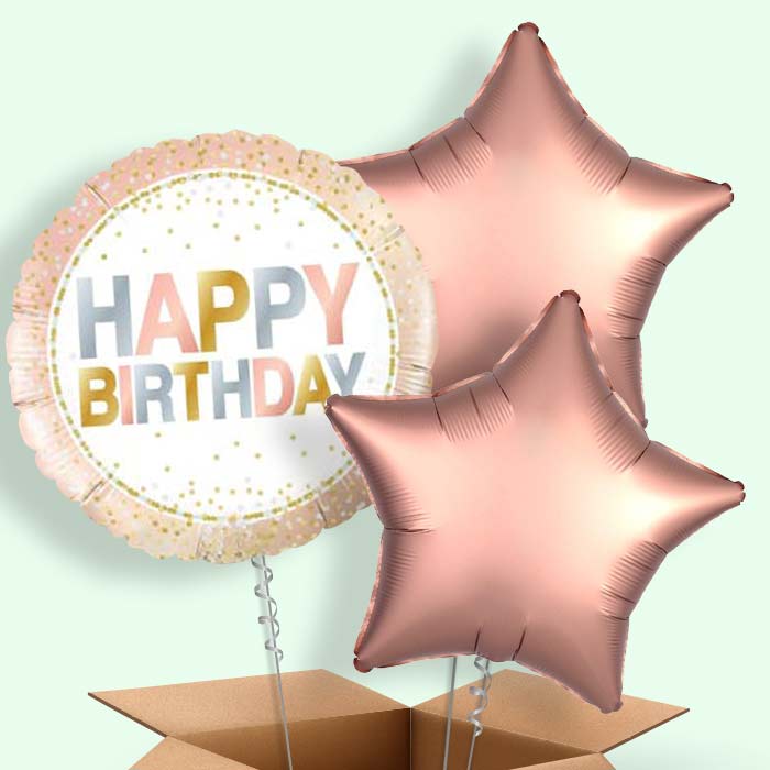 Metallic Pastel Dots Happy Birthday Balloon in a Box - 3 Balloon | Small Indoor Plants
