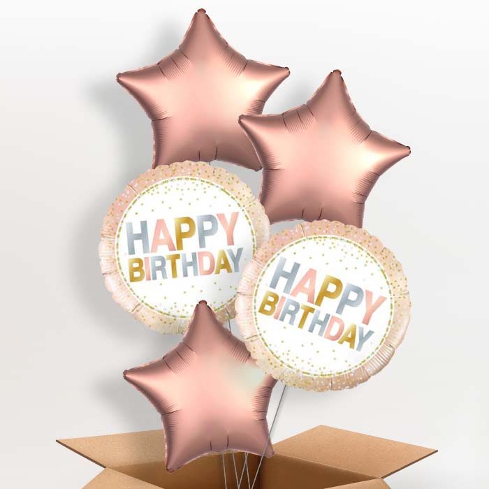 Metallic Pastel Dots Happy Birthday Balloon in a Box - 5 Balloon | Small Indoor Plants
