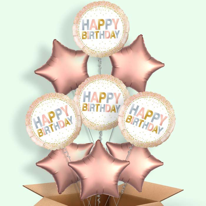 Metallic Pastel Dots Happy Birthday Balloon in a Box - 9 Balloon | Small Indoor Plants