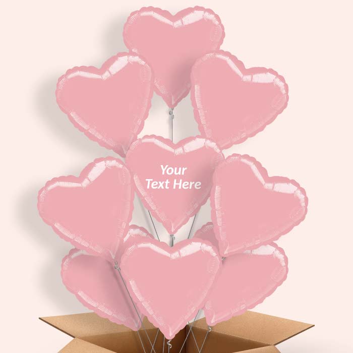 Pastel Pink Metallic Heart  Balloon in a Box - 9 Balloon | Small Indoor Plants