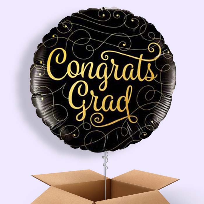 Black and Gold Graduation Balloons Delivered - 1 Balloon | Small Indoor Plants