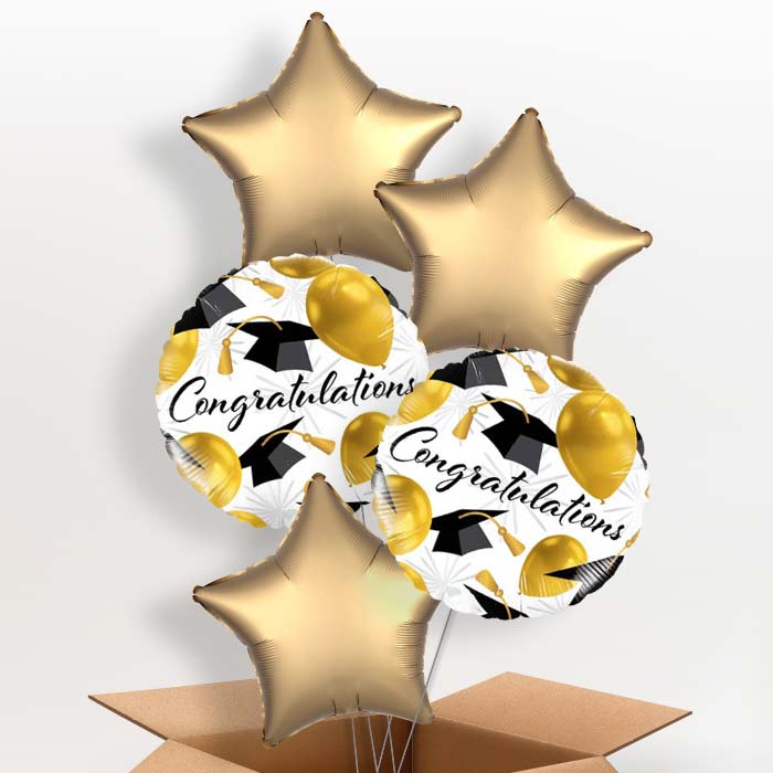 Caps Graduation Helium Balloons in a Box - 5 Balloon | Small Indoor Plants