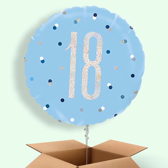 Blue and Silver Holographic 18th Birthday Balloon in a Box - 1 Balloon | Small Indoor Plants