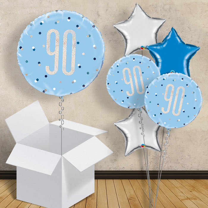 Blue and Silver Holographic 90th Birthday Balloon in a Box - 1 Balloon | Small Indoor Plants