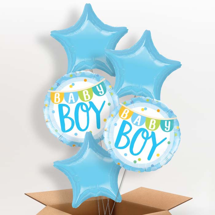 Baby Boy Balloons in a Box - 5 Balloon | Small Indoor Plants