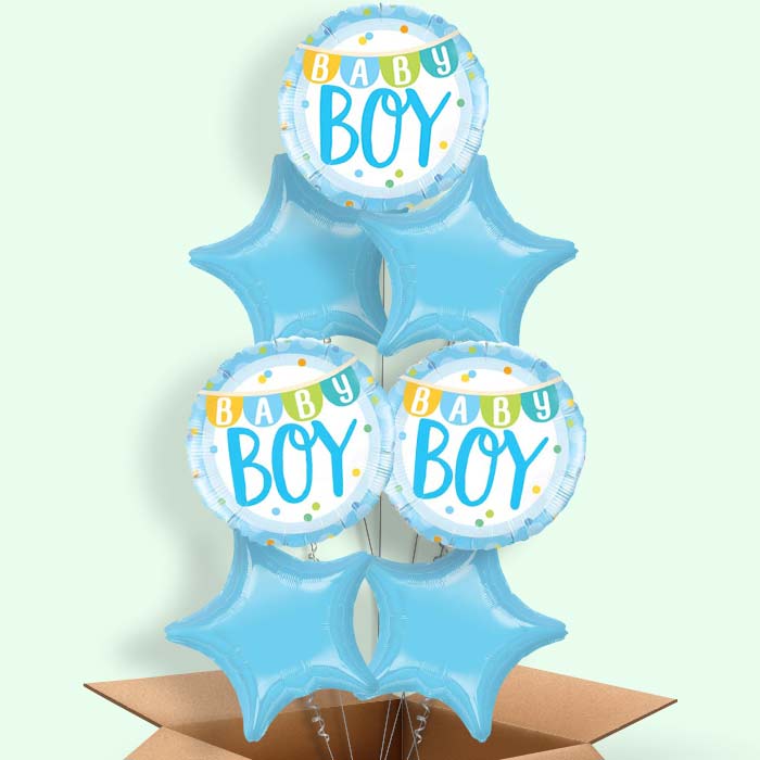 Baby Boy Balloons in a Box - 7 Balloon | Small Indoor Plants