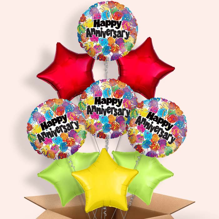 Wedding Anniversary Balloons in a Box (Dots)