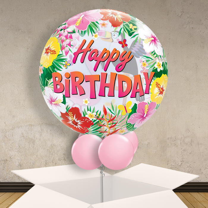 Tropical Birthday Bubble Helium Balloon in a Box