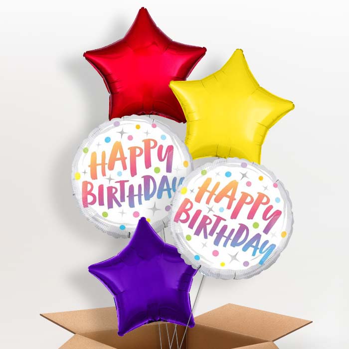 Rainbow Dots Pastel Birthday Balloons in a Box - 5 Balloon | Small Indoor Plants