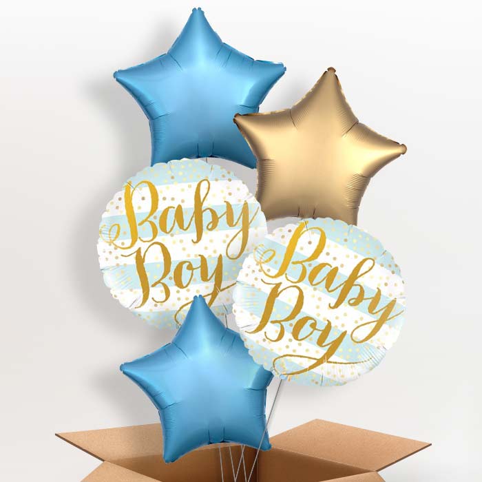 New Baby Boy Balloons in a Box - 5 Balloon | Small Indoor Plants