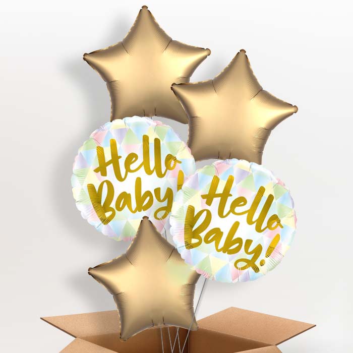Hello Baby Helium Balloons Delivered Inflated - 5 Balloon | Small Indoor Plants