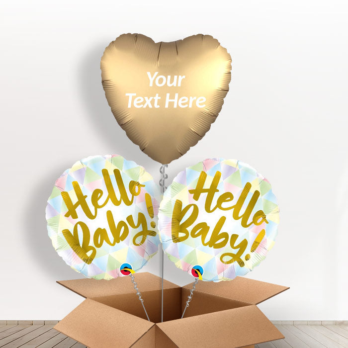 Personalised Hello Baby Balloons in a Box - Balloon Trio | Small Indoor Plants