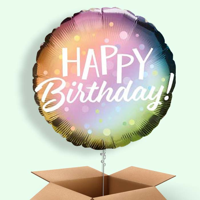 Metallic Pastel Happy Birthday  Balloon in a Box - 1 Balloon | Small Indoor Plants