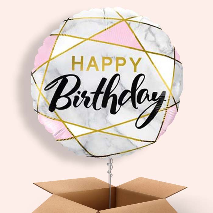 Marble Effect Happy Birthday Balloon in a Box - 1 Balloon | Small Indoor Plants