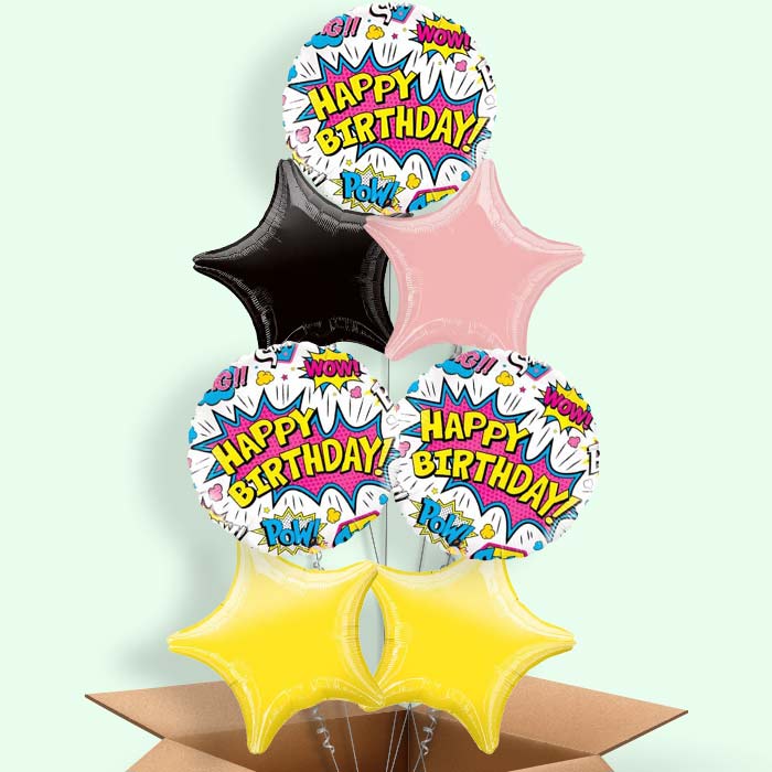 Superhero Balloons in a Box (White Pow) - 7 Balloon | Small Indoor Plants