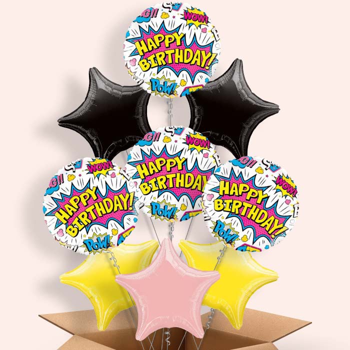 Superhero Balloons in a Box (White Pow) - 9 Balloon | Small Indoor Plants