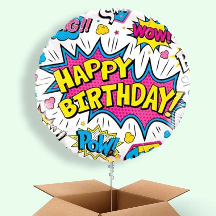 Superhero Balloons in a Box (White Pow) - 1 Balloon | Small Indoor Plants