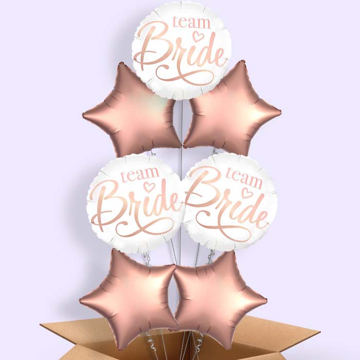 Team Bride | Rose Gold Balloon in a Box - 7 Balloon | Small Indoor Plants